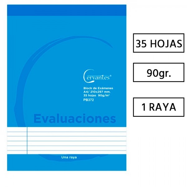 Bloc de evaluaciones A4 MP 90gr 35h Cervantes