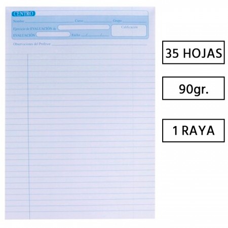 Bloc de evaluaciones A4 MP 90gr 35h CervantesPapel Planet