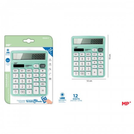 Calculadora MP 12 dígitos sobremesa verde aguaPapel Planet Calculadora MP 12 dígitos sobremesa verde aguaPapel Planet