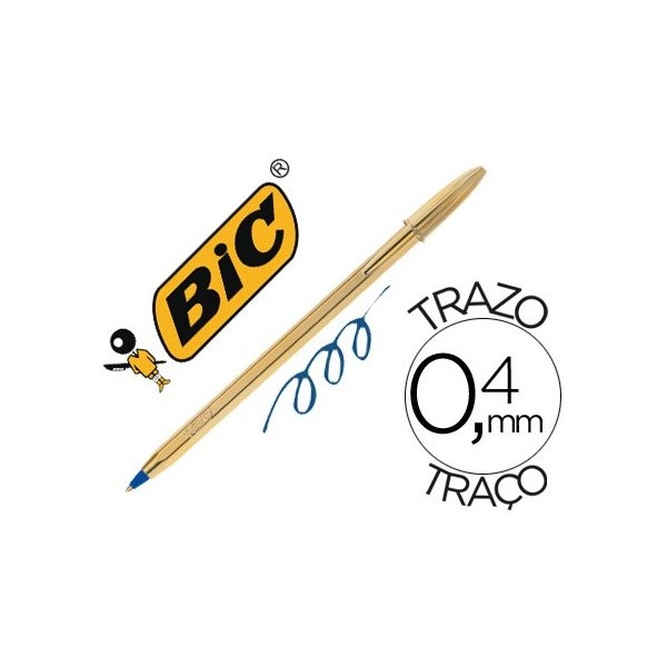 Bolígrafo Bic cristal oro azul