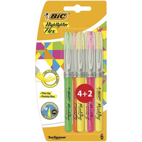 Marcadores Bic Highlighter flex 4 + 2 unidades