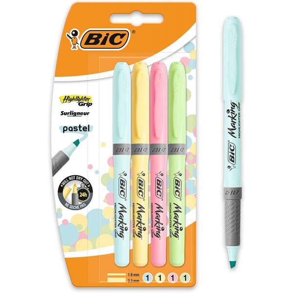 Marcadores Bic Highlighter grip 1,6 mm pastel