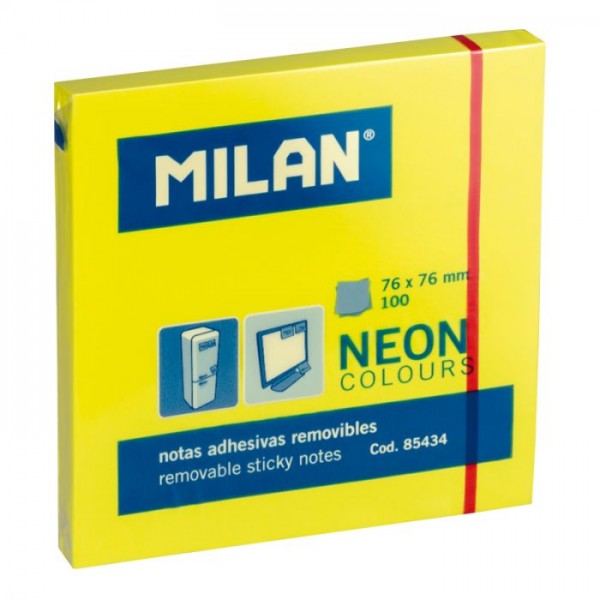 Notas adhesivas Milan 76 x 76mm 100 unidades fluor