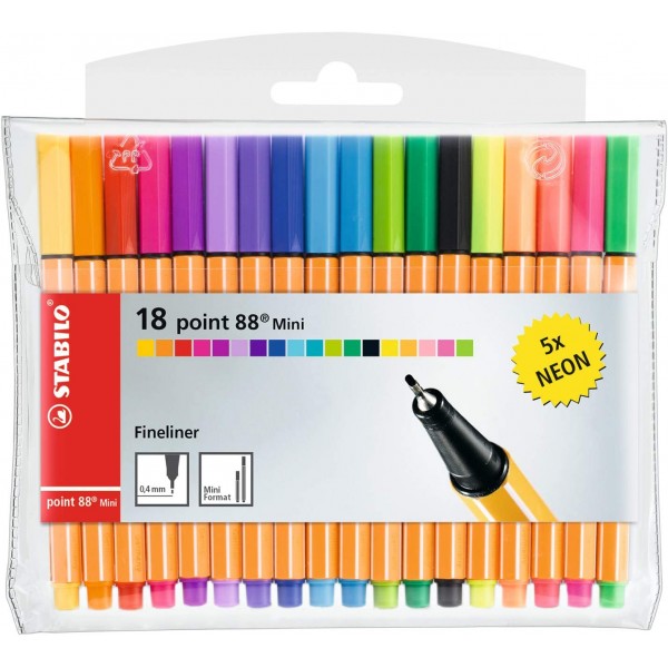 Rotulador Stabilo point 88 mini estuche 18 colores