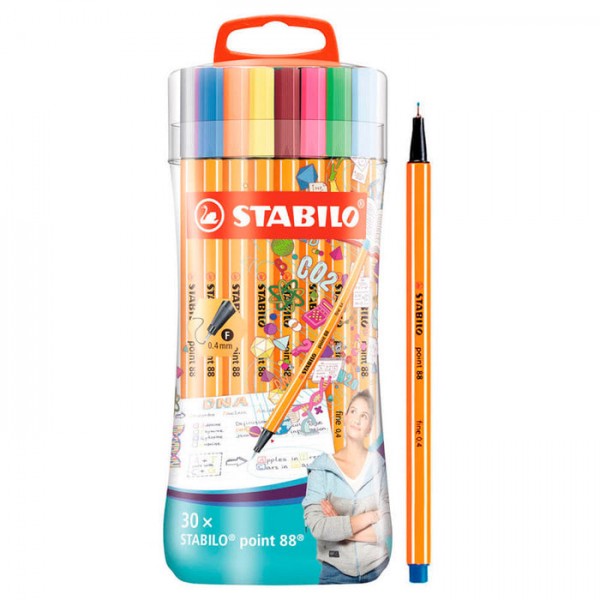 Rotulador Stabilo point 88 sleeve estuche 30 colores