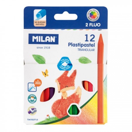 Ceras Milan plastipastel triangular 12 coloresPapel Planet