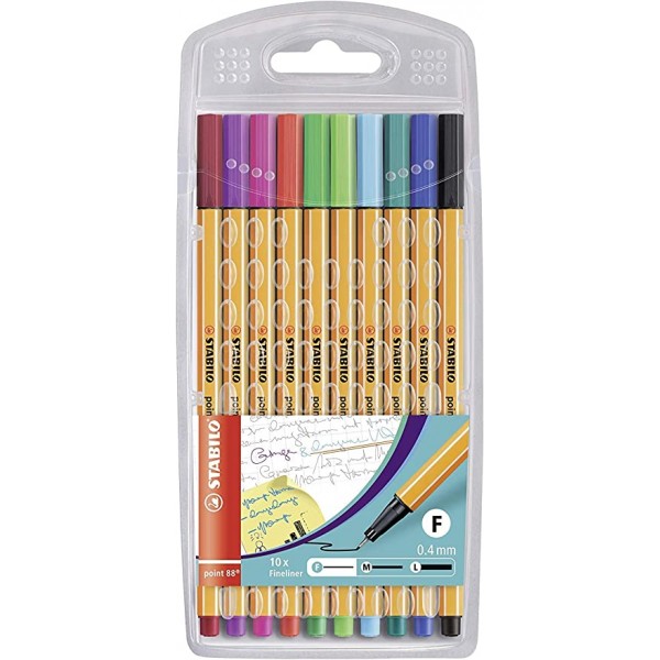 Rotulador Stabilo point 88 estuche 10 colores