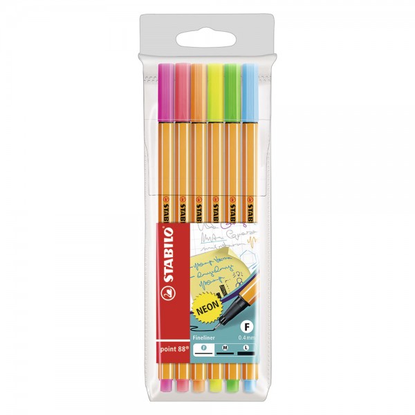 Rotulador Stabilo point 88 estuche 6 unid colores neon