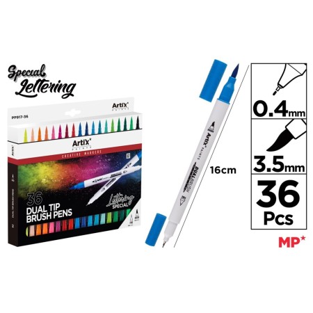 Rotulador doble punta Artix - 36 coloresPapel Planet