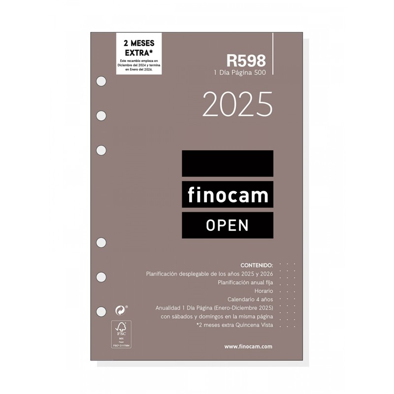 Recambio Agenda 2025 Finocam OpenPapel Planet