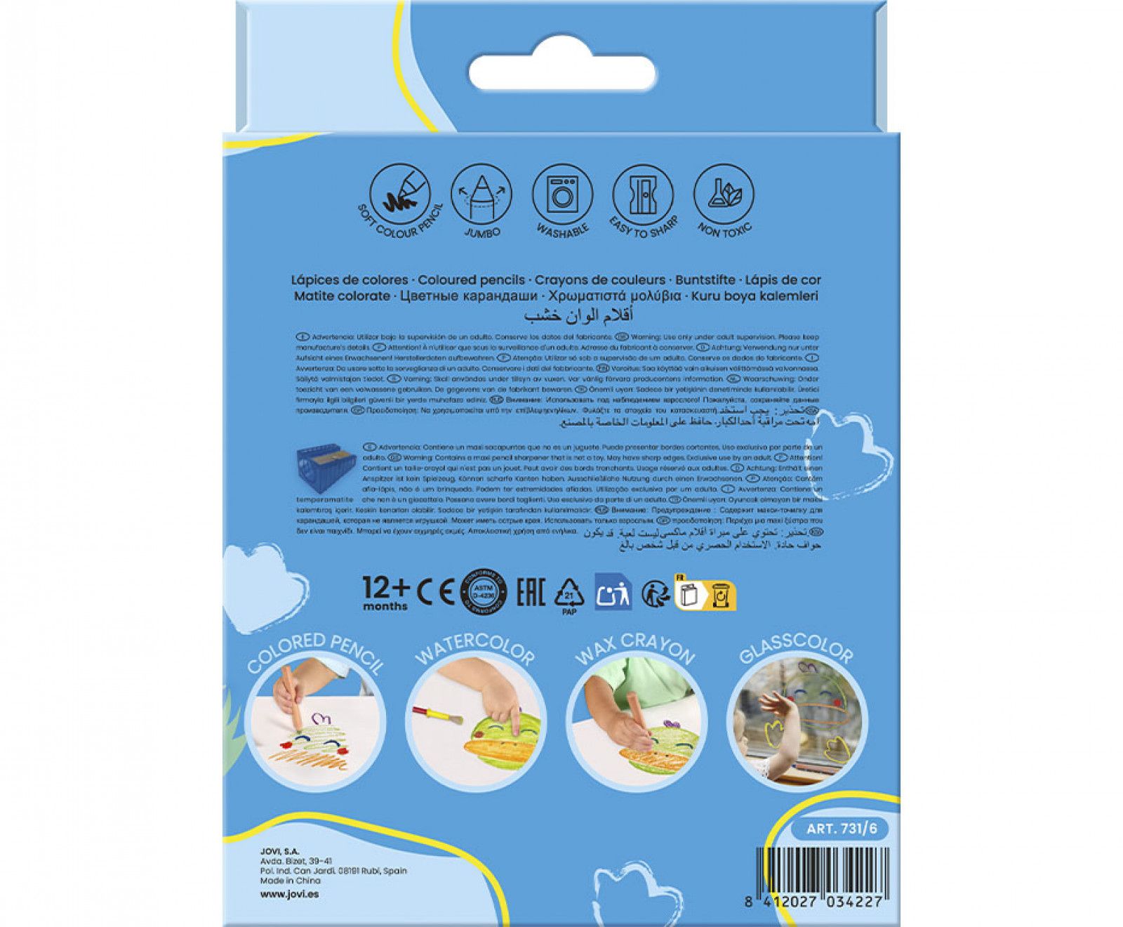 Estuche de 6 lápices de madera 4 en 1 mas sacapuntas Jovi My First - Imagen 2