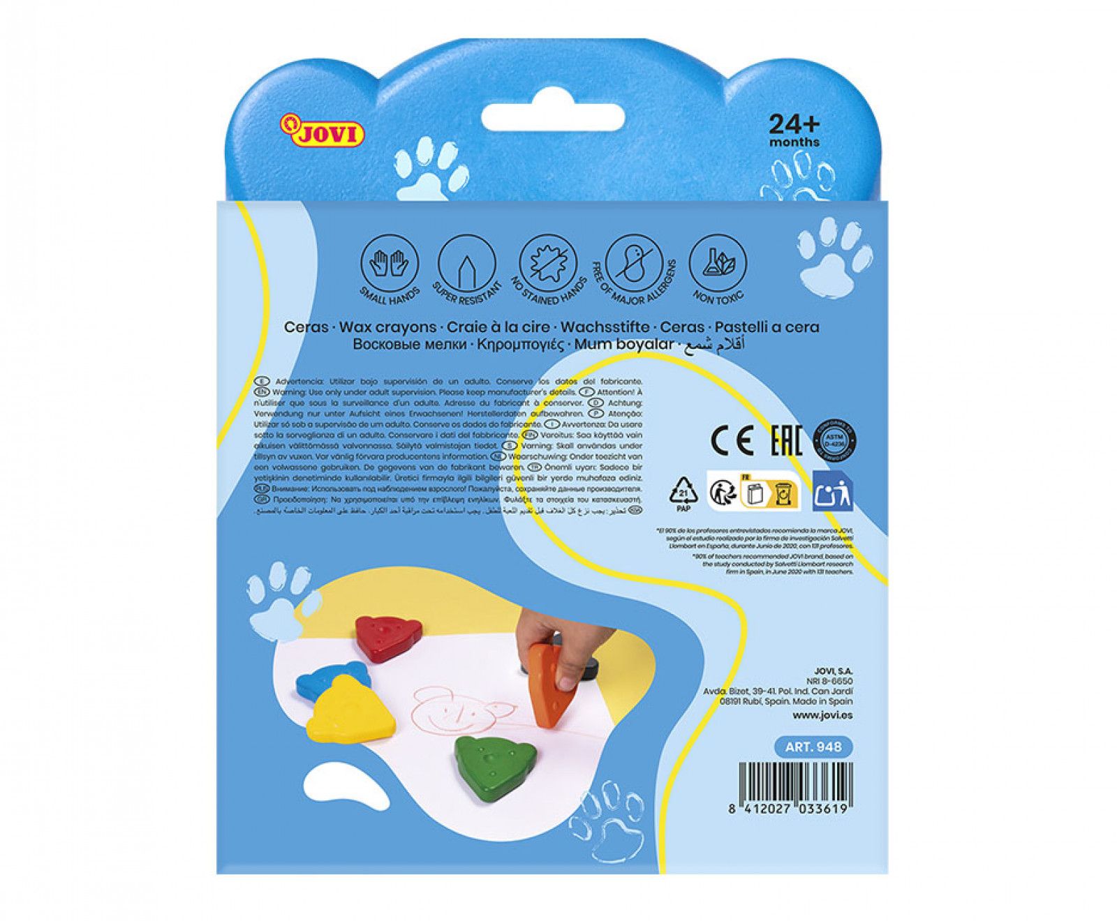 Estuche 8 ceras con forma de oso colores básicos Jovi My First - Imagen 2