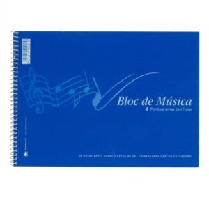 Bloc Tauro A5 apaisado 4 pentagramas espiral