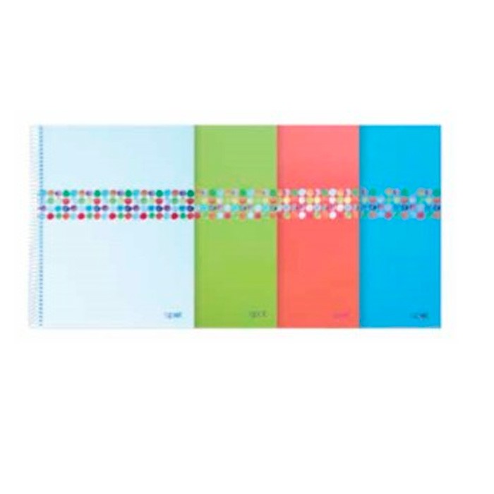 Cuaderno espiral A4 liso tapa contracolada 70g 160 hojas