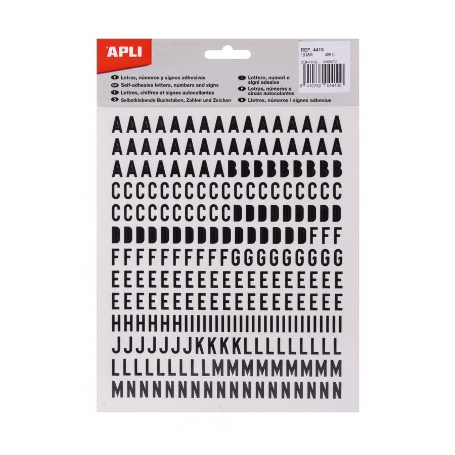 Letras y signos Apli adhesivos 10mm negro