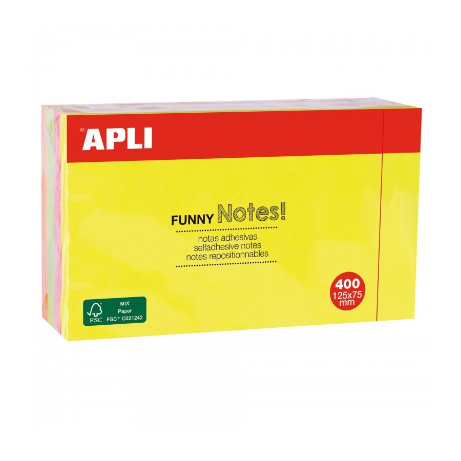 Notas Apli adhesivas 125x75 mm 4 colores fluor