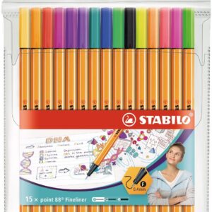 Rotulador Stabilo point 88 15 colores (5 neones)