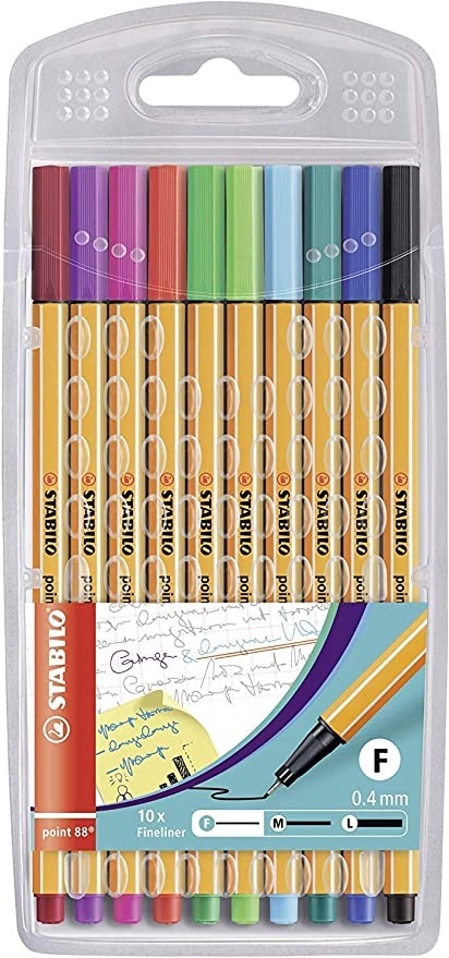 Rotulador Stabilo point 88 estuche 10 colores